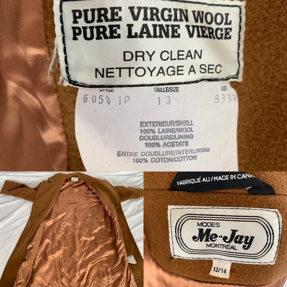 Vintage 100% Wool coat L- XL caramel from Me-Jay Made in Canada - Picture 6 of 14